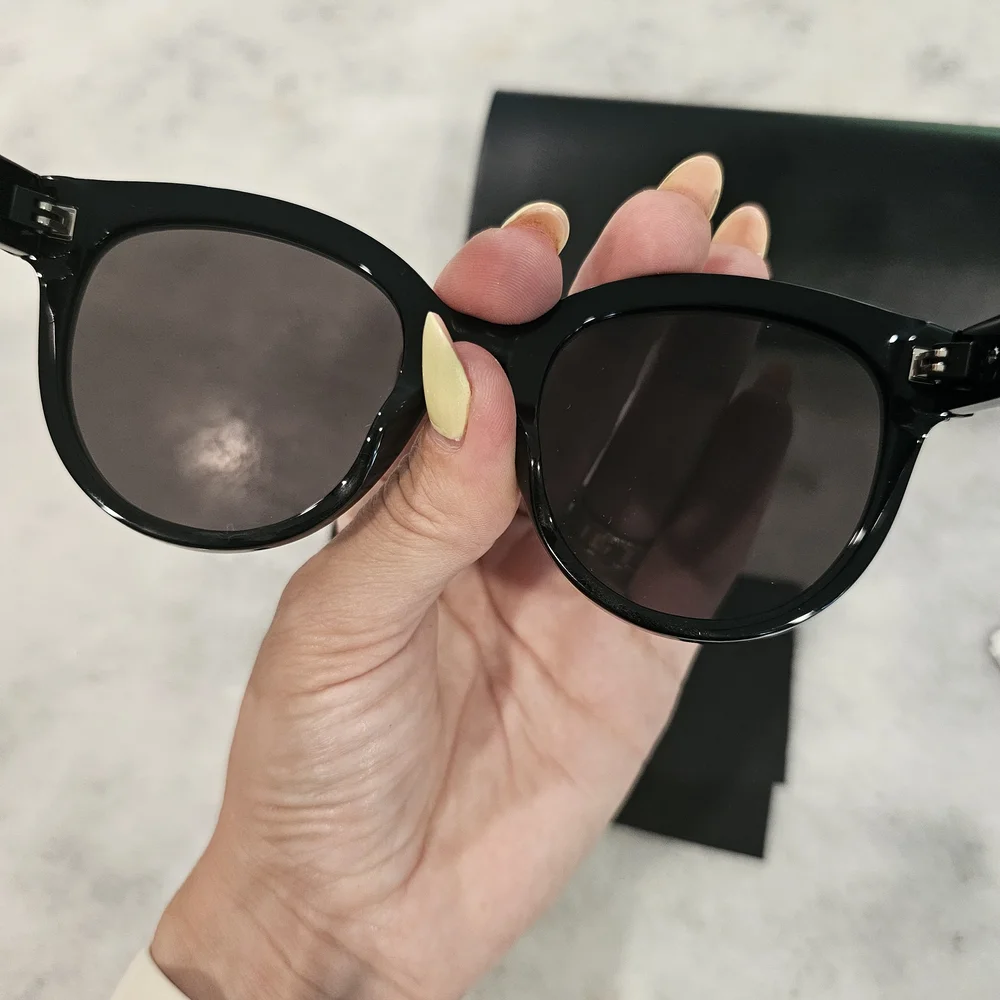 Saint Laurent Black Sunglasses with Gold Accent Cat Eye - Picture 3 of 10